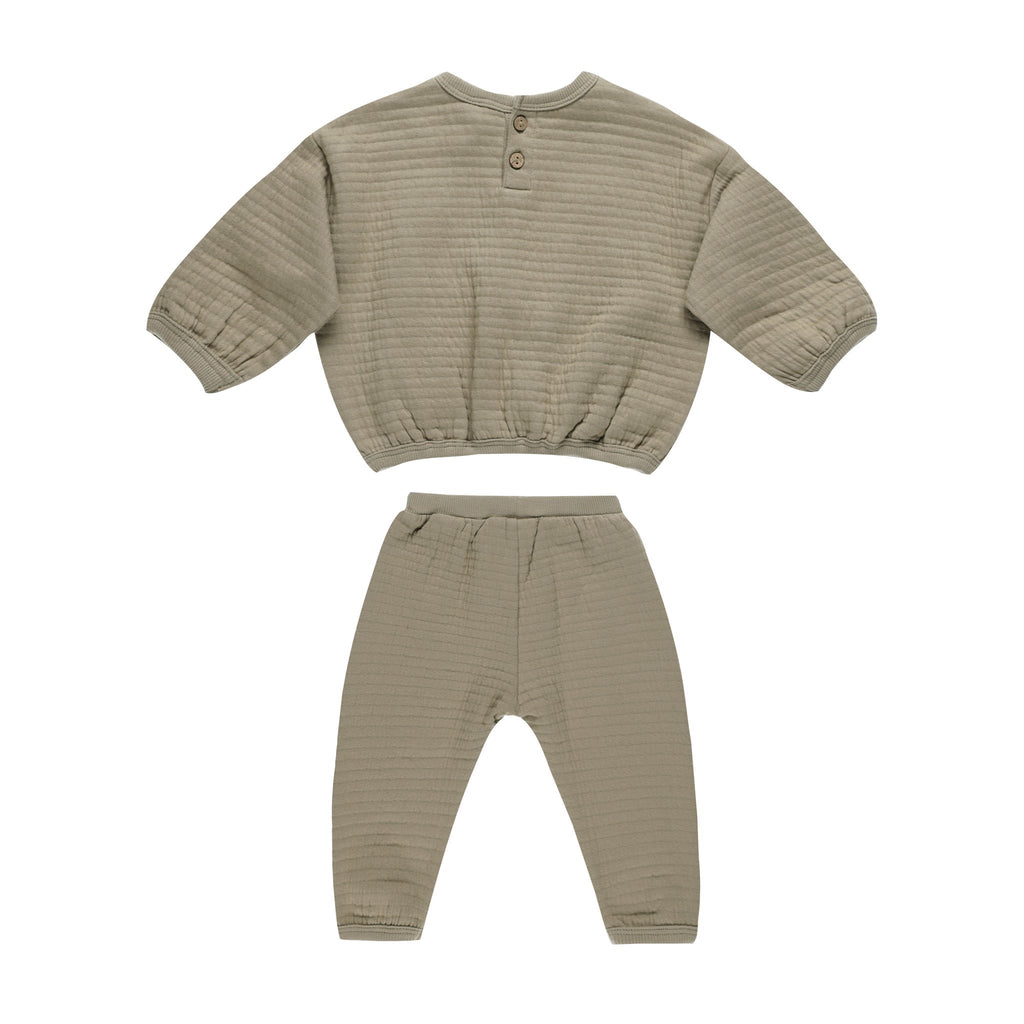 Quincy Mae - Organic Sweat Set - Olive-Sets-0-3M-Posh Baby