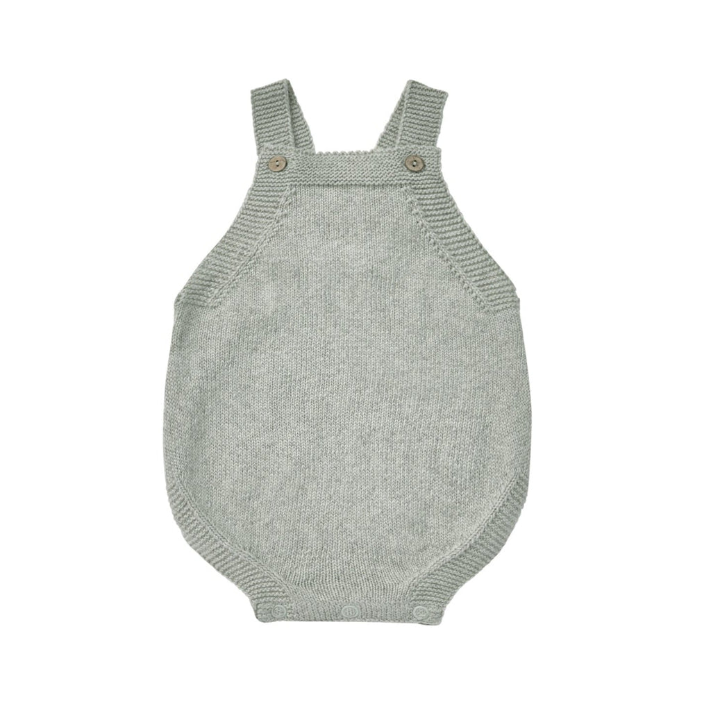 Quincy Mae - Organic Tatum Romper - Heathered Sky-Footies + Rompers (Fashion)-0-3M-Posh Baby