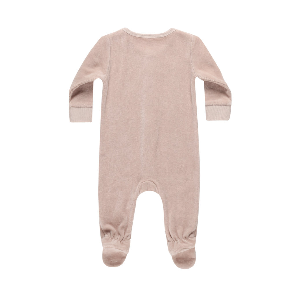 Quincy Mae - Organic Velour Hidden Snap Footie - Blush-Footies + Rompers (Basic)-Newborn-Posh Baby