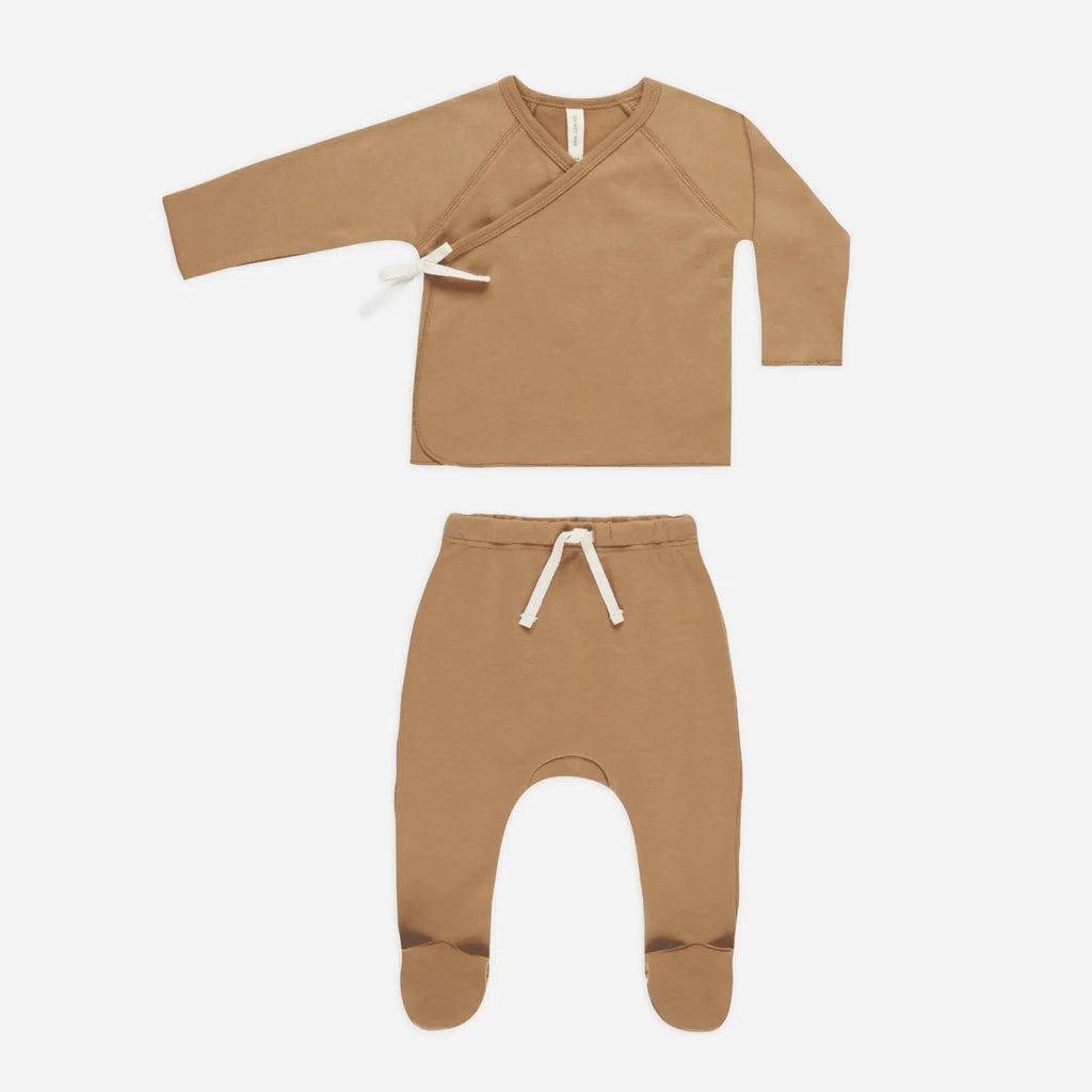 Quincy Mae - Organic Wrap Top + Pant Set - Golden-Sets-Newborn-Posh Baby