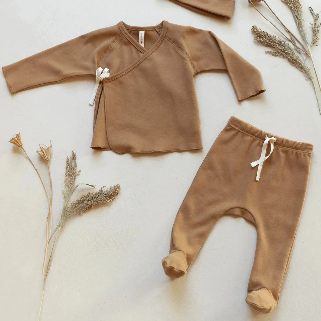 Quincy Mae - Organic Wrap Top + Pant Set - Golden-Sets-Newborn-Posh Baby