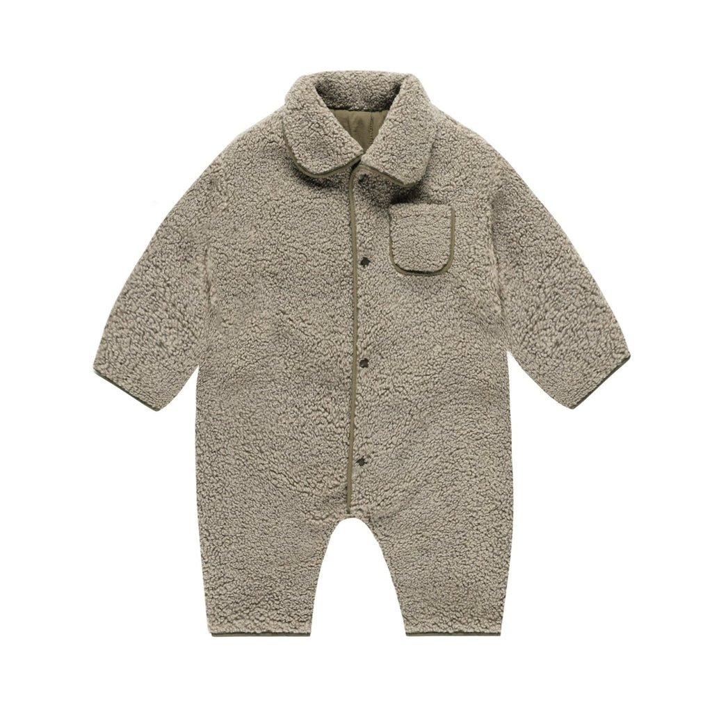 Quincy Mae - Shearling Jumpsuit - Olive-Bundler-3-6M-Posh Baby