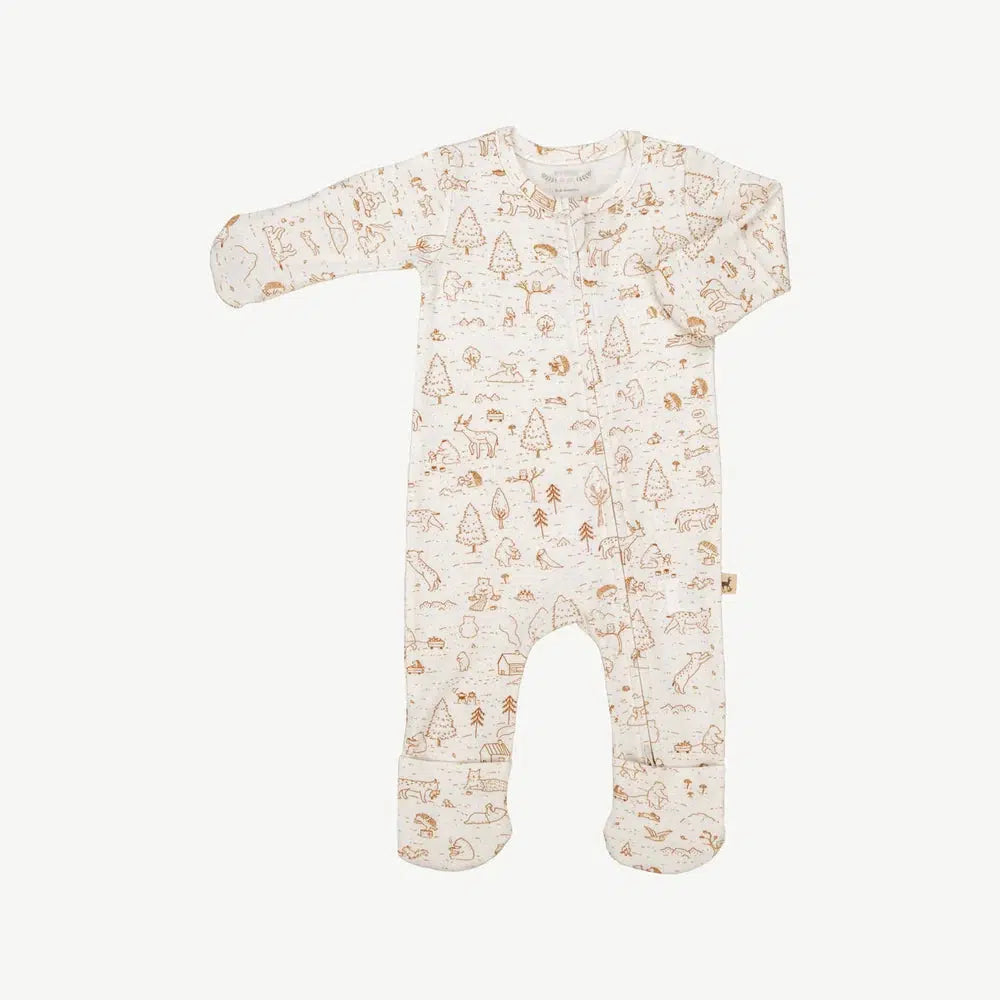 Red Caribou - Organic Pima Cotton Convertible Romper - The Story-Footies + Rompers (Basic)-Newborn-Posh Baby