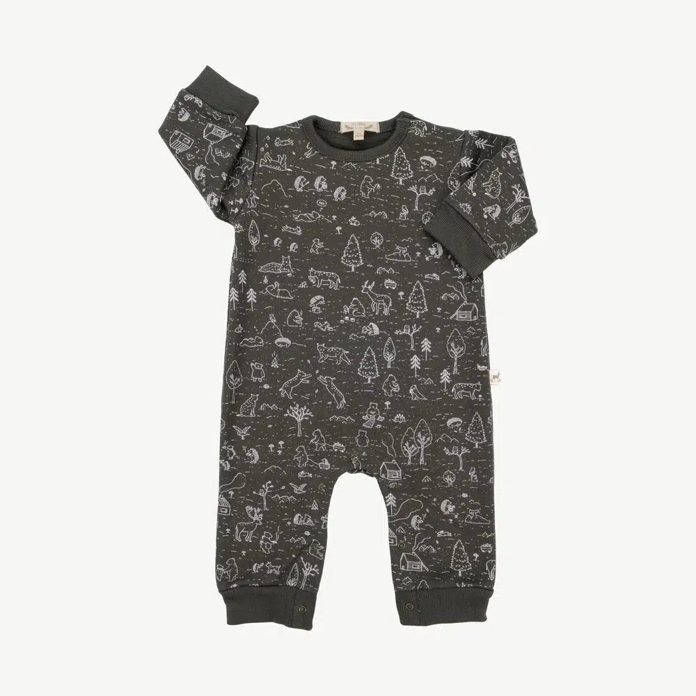 Red Caribou - Organic Pima Cotton French Terry Jumpsuit - The Story-Footies + Rompers (Fashion)-3-6M-Posh Baby