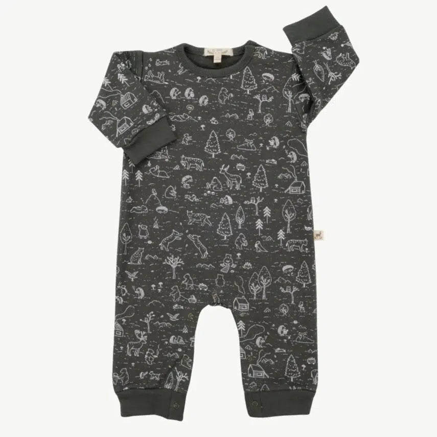 Red Caribou - Organic Pima Cotton French Terry Jumpsuit - The Story-Footies + Rompers (Fashion)-3-6M-Posh Baby