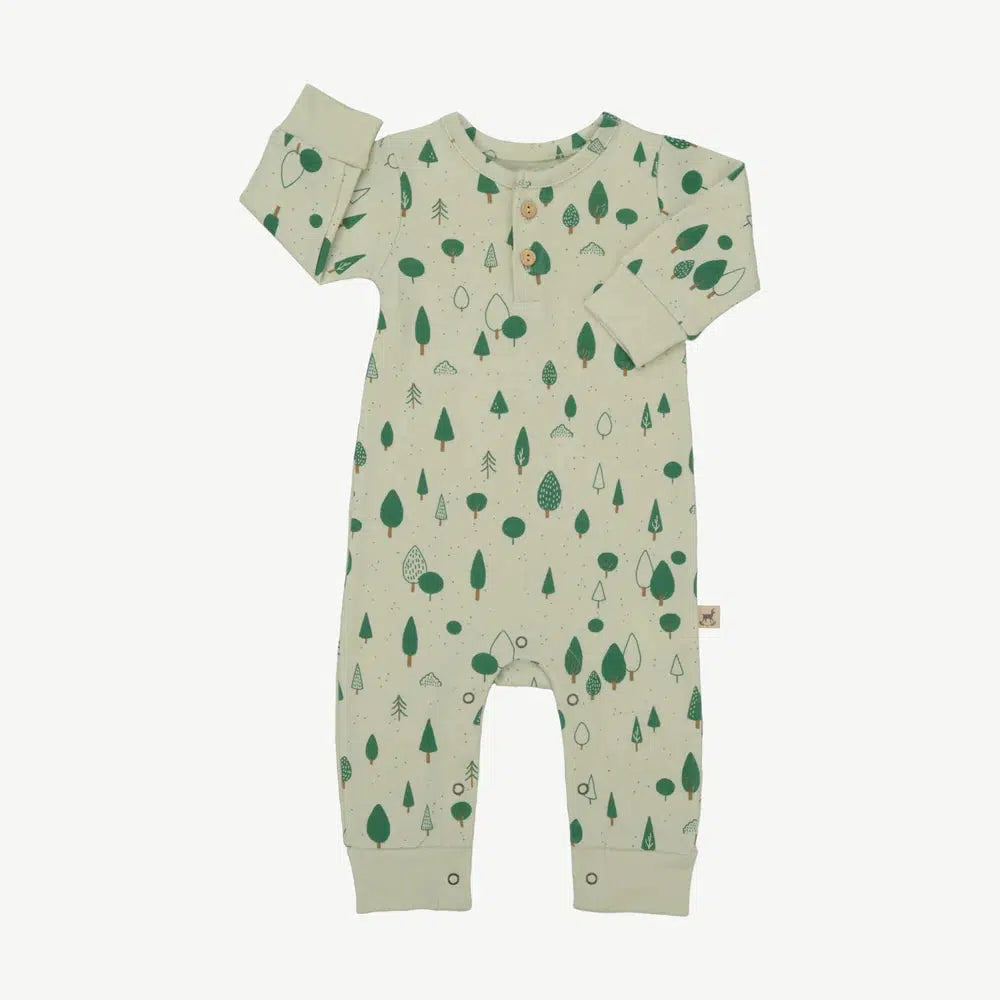 Red Caribou - Organic Pima Cotton Jumpsuit - Winter Forest-Footies + Rompers (Fashion)-0-3M-Posh Baby