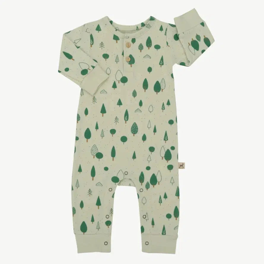 Red Caribou - Organic Pima Cotton Jumpsuit - Winter Forest-Footies + Rompers (Fashion)-0-3M-Posh Baby