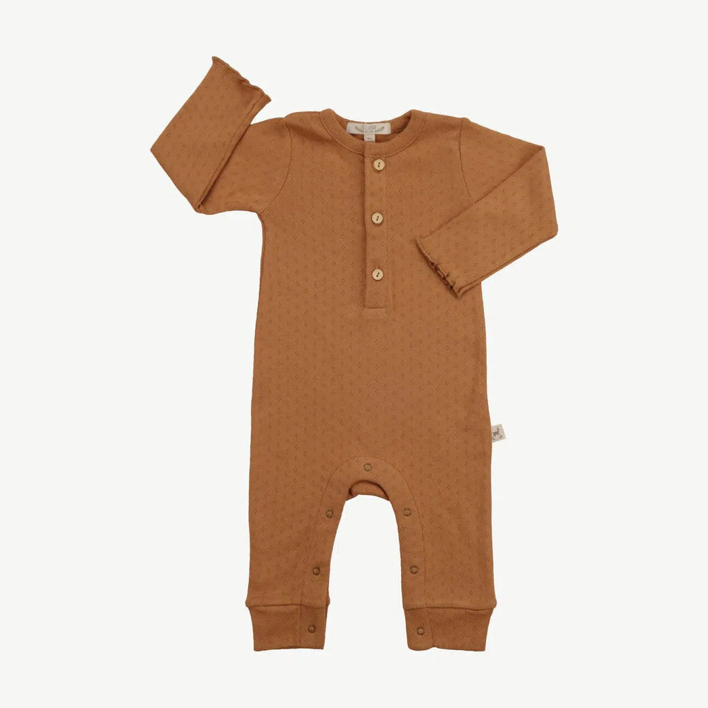 Red Caribou - Organic Pima Cotton Pointelle Jumpsuit - Copper-Footies + Rompers (Fashion)-0-3M-Posh Baby