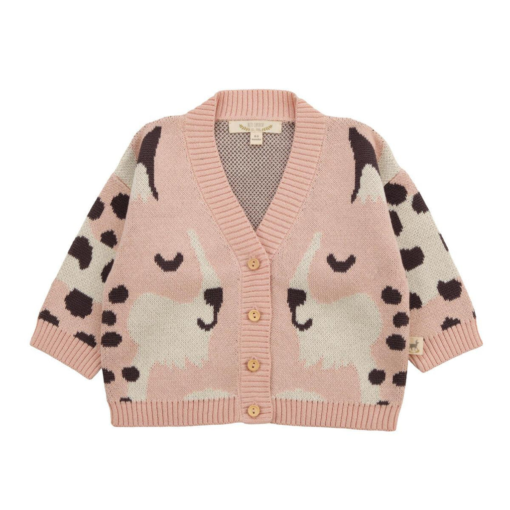 Red Caribou - Pima Cotton Knit Cardigan - Pink Wildcats-Sweaters + Cardigans + Jackets-3-6M-Posh Baby