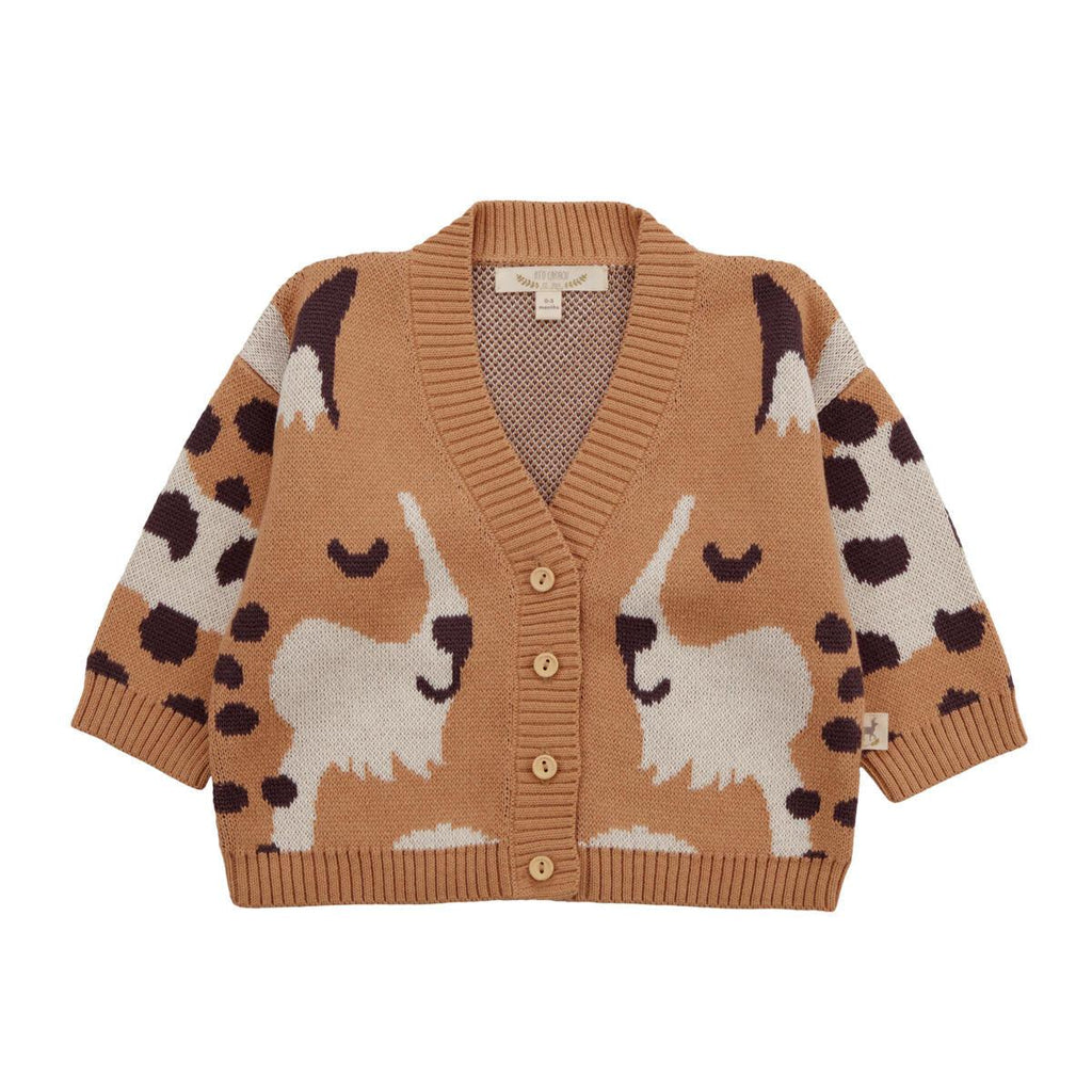 Red Caribou - Pima Cotton Knit Cardigan - Tan Wildcats-Sweaters + Cardigans + Jackets-3-6M-Posh Baby