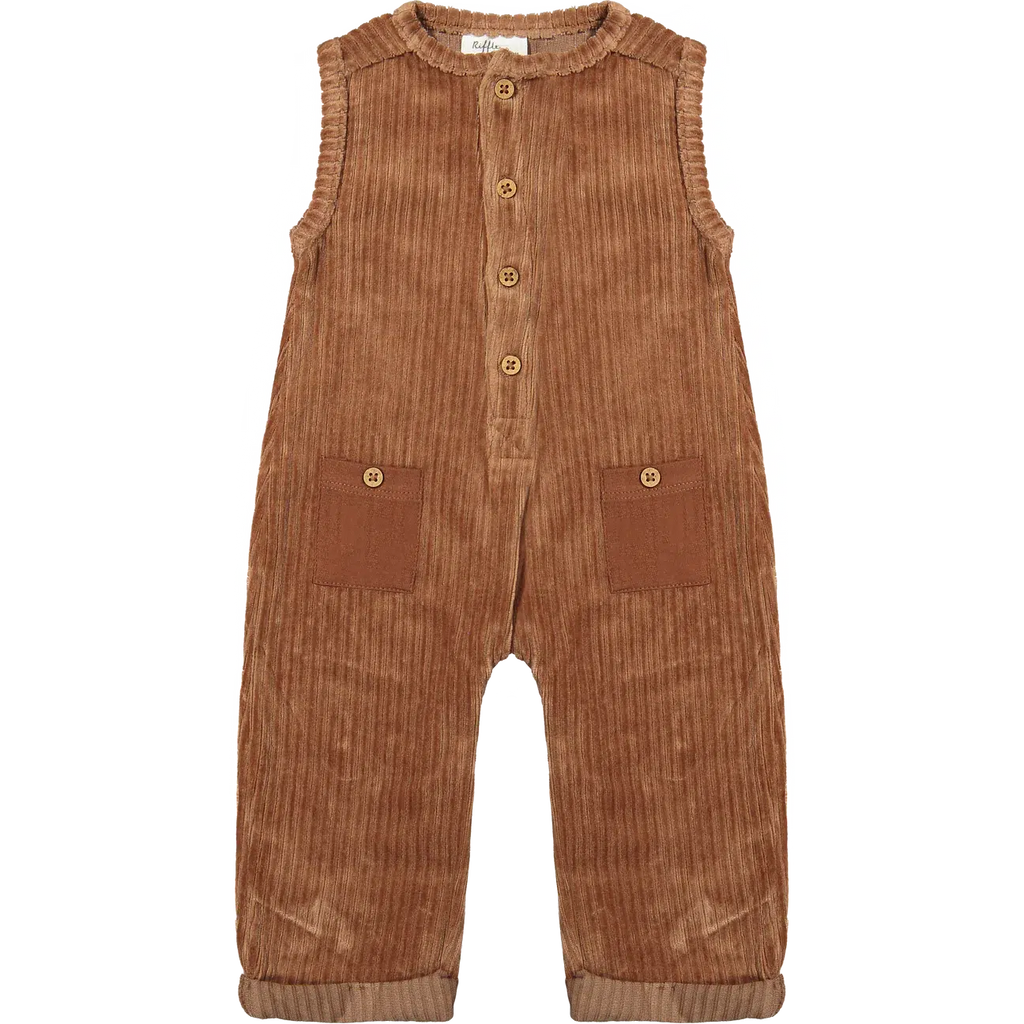 Riffle Amsterdam - Organic Sleeveless Romper - Corduroy Brown-Footies + Rompers (Fashion)-3-6M (62)-Posh Baby