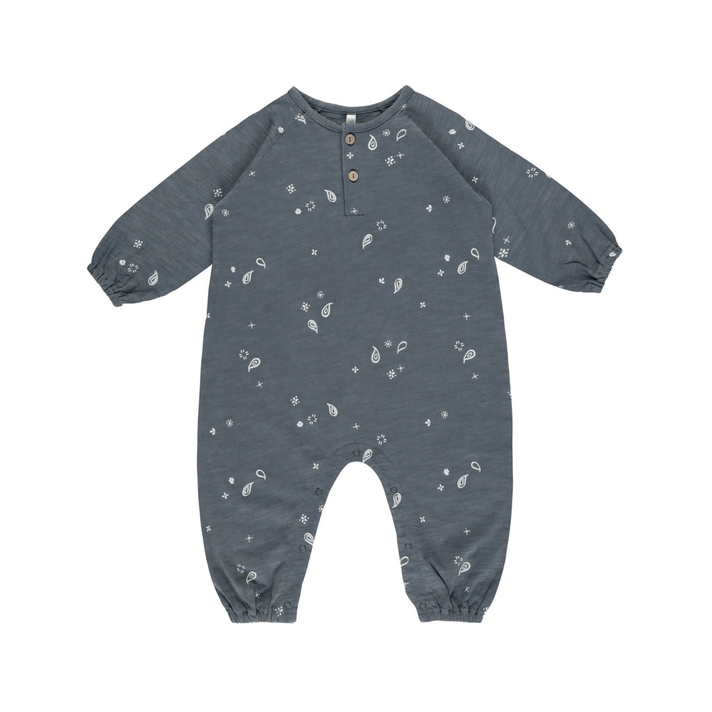 Rylee + Cru - Henley Jumpsuit - Paisley-Footies + Rompers (Fashion)-0-3M-Posh Baby