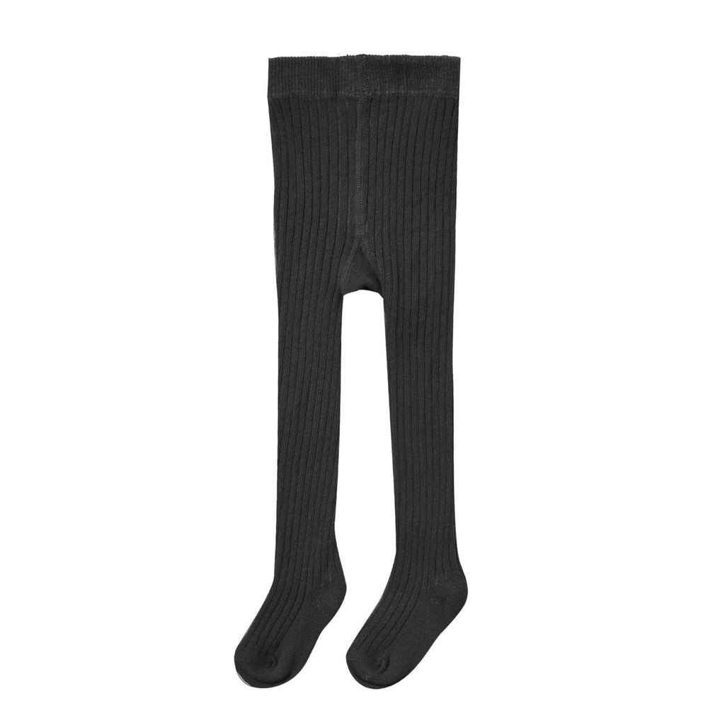 Rylee + Cru - Organic Ribbed Tights - Black-Socks + Tights-0-6M-Posh Baby