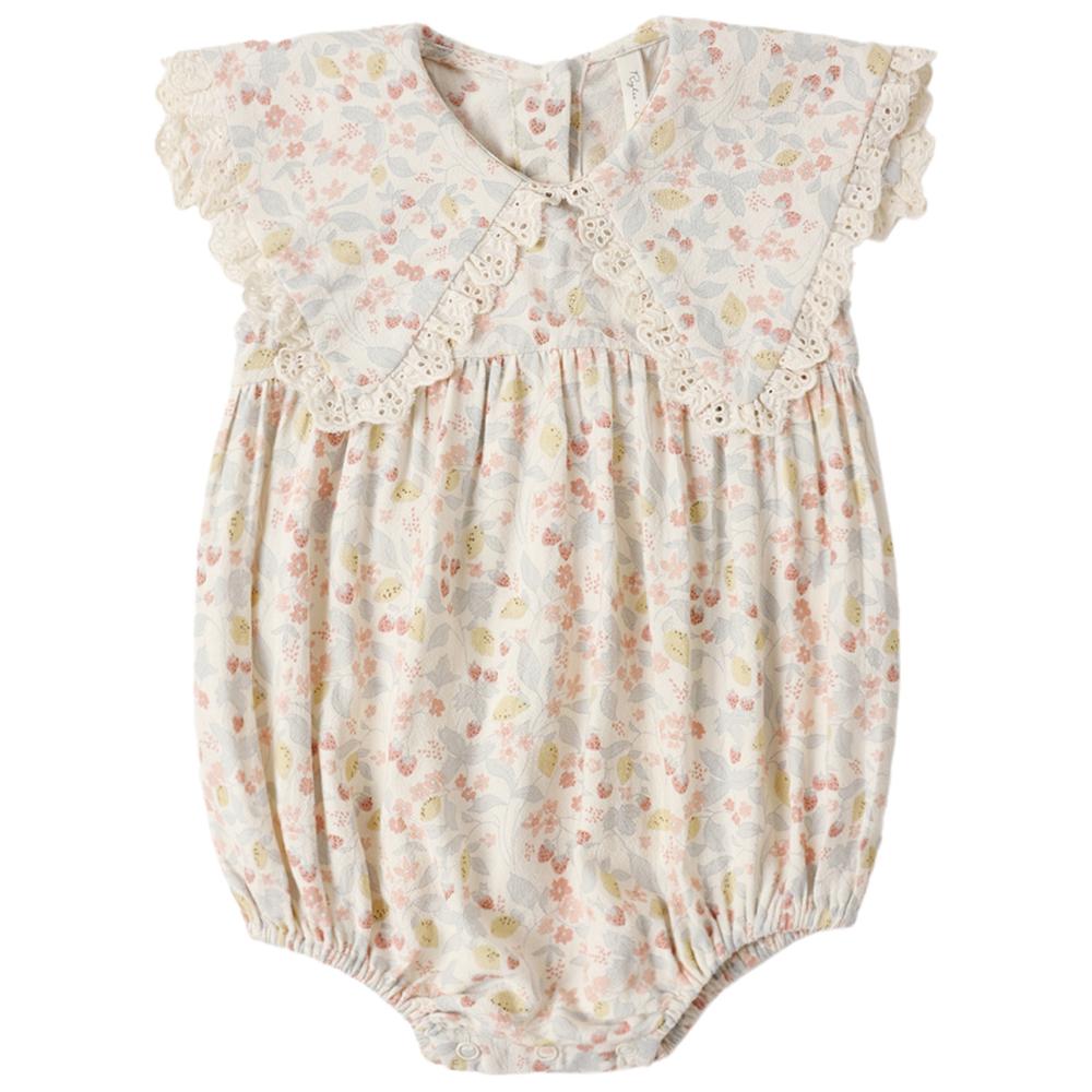 infant summer rompers Quincy Mae Rylee + Cru Porter Bubble Romper Marine Ditsy