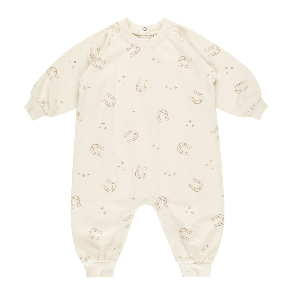 Rylee + Cru - Raglan Jumpsuit - Horseshoes-Footies + Rompers (Fashion)-0-3M-Posh Baby