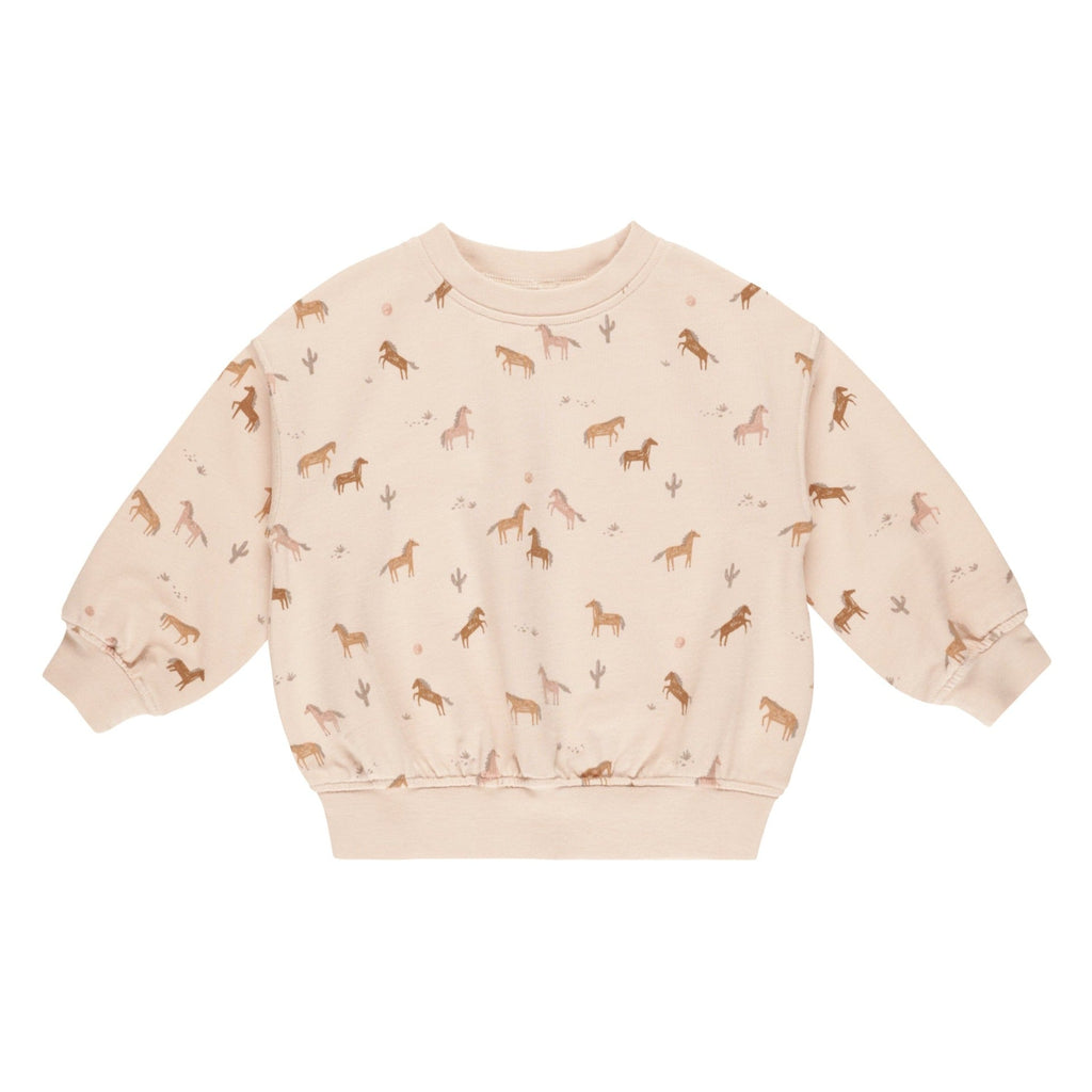 Rylee + Cru - Relaxed Sweatshirt - Horses-Long Sleeves-3-6M-Posh Baby