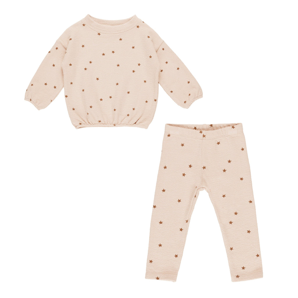 Rylee + Cru - Spongey Knit Set - Shell Stars-Sets-0-3M-Posh Baby