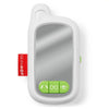 Baby mirror with green buttons and a red 'Skip Hop' tag on a white background
