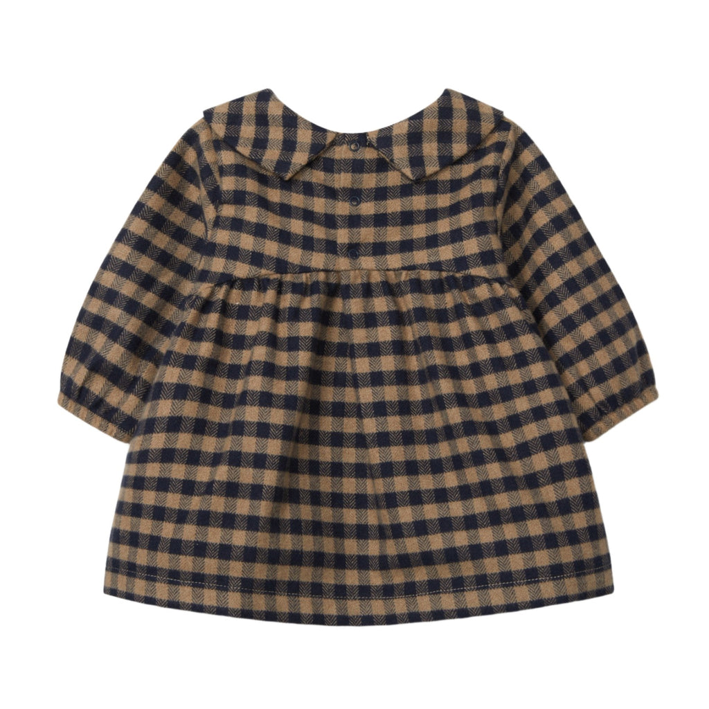 Snug (Portugal) - Collared Dress - Navy + Taupe Plaid-Dresses-0-3M (3M)-Posh Baby