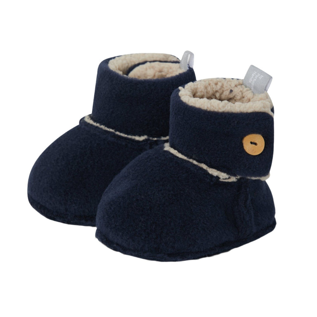 Snug (Portugal) - Fur-Lined Fleece Booties - Navy-Shoes + Booties-1-3M-Posh Baby