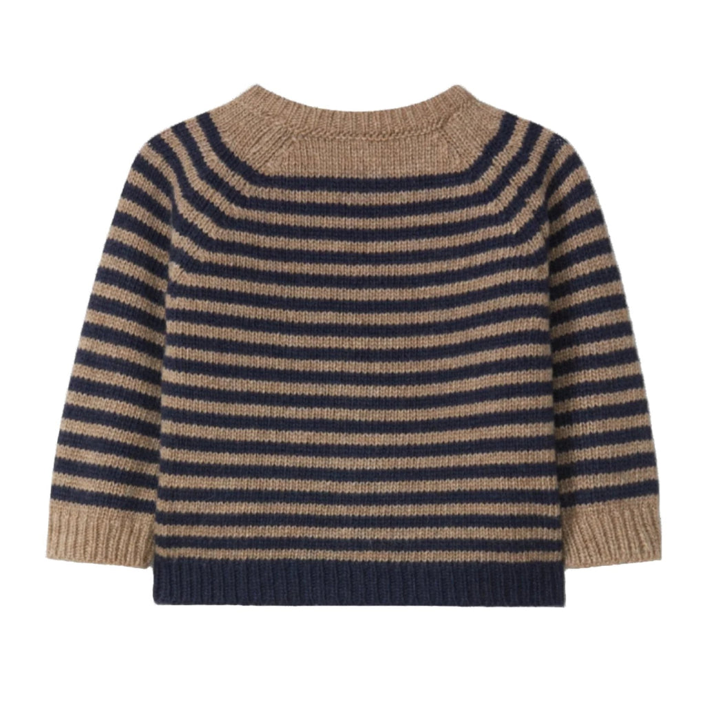 Snug (Portugal) - Knit Sweater - Navy + Taupe Stripe-Sweaters + Cardigans + Jackets-0-3M (3M)-Posh Baby