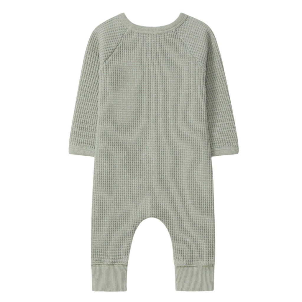 Snug (Portugal) - Organic Waffle Romper - Sage-Footies + Rompers (Fashion)-1M-Posh Baby