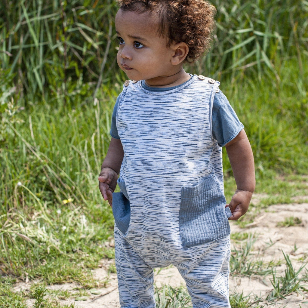 Snug (Portugal) - Side Pocket Romper - Indigo-Footies + Rompers (Fashion)-Newborn-Posh Baby