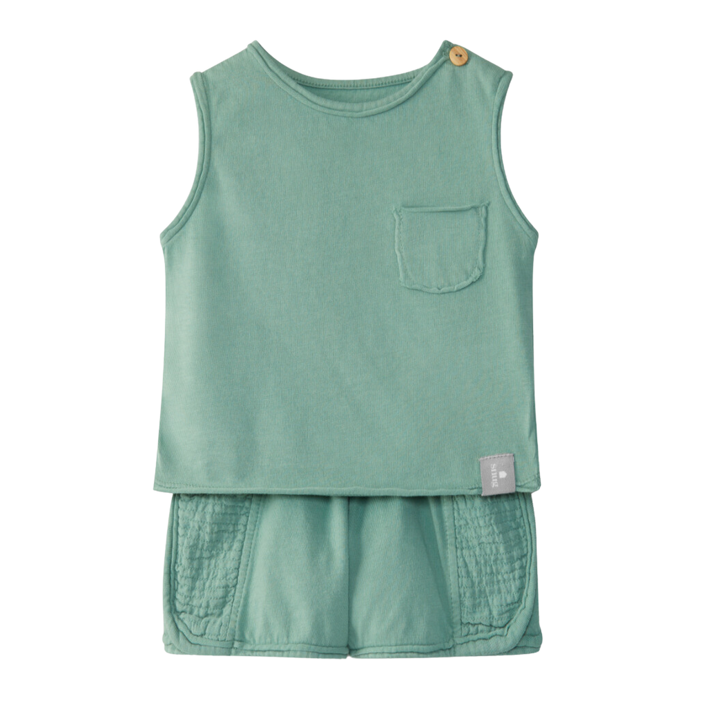 Snug (Portugal) - Tank Top + Shorts Set - Sea Green-Sets-3-6M-Posh Baby