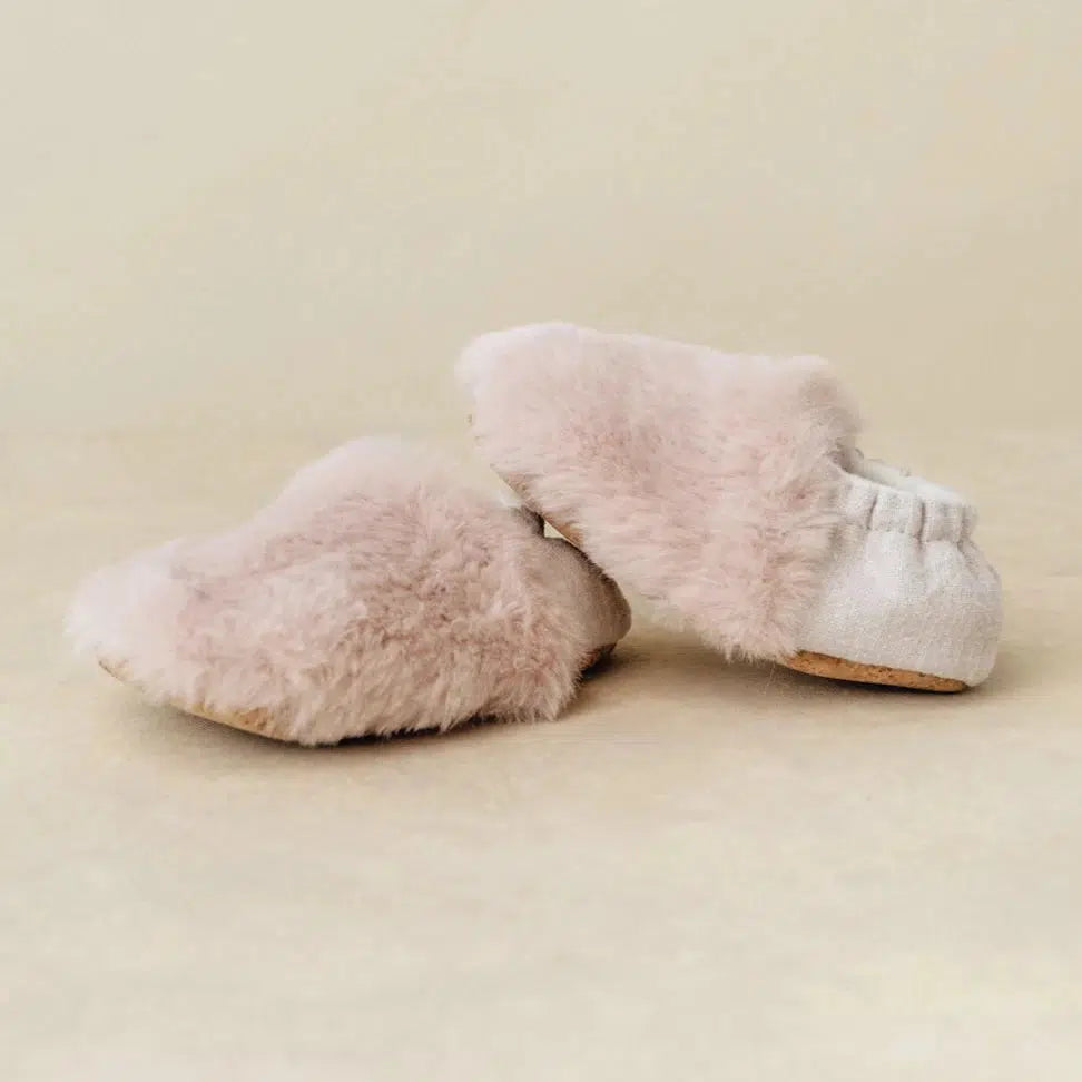 SoftSoul Footware - Faux Fur Slippers - Light Pink-Shoes + Booties-0-3M-Posh Baby