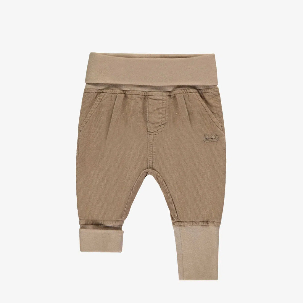 Souris Mini - Foldover Corduroy Pants - Tan-Bottoms-0-6M-Posh Baby