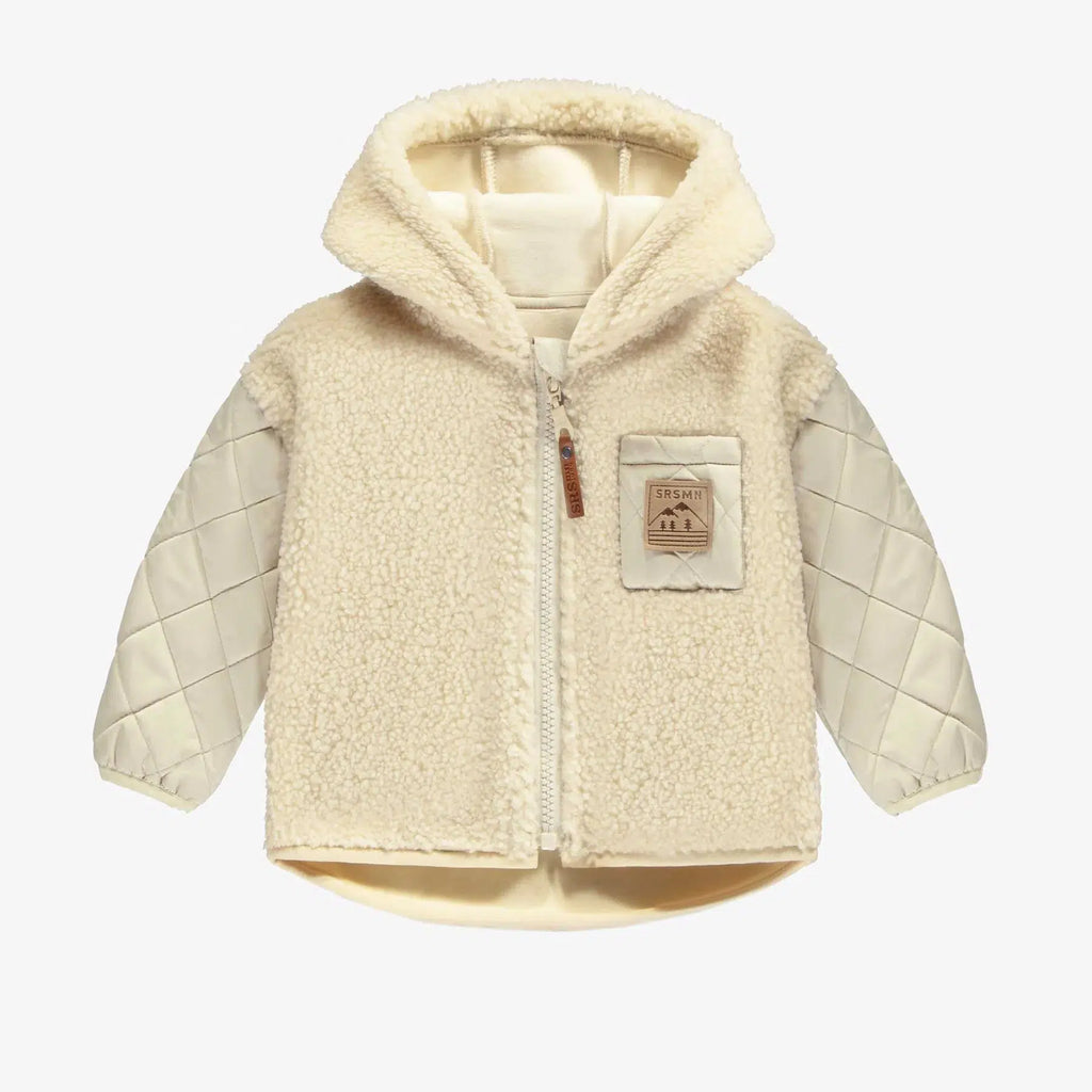 Souris Mini - Hooded Zipper Jacket - Quilted + Plush Cream-Sweaters + Cardigans + Jackets-6-9M-Posh Baby