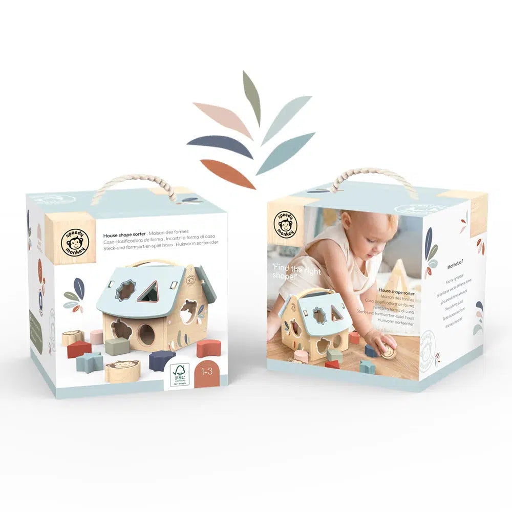 Speedy Monkey - Wooden House Shaped Sorter-Interactive-Posh Baby