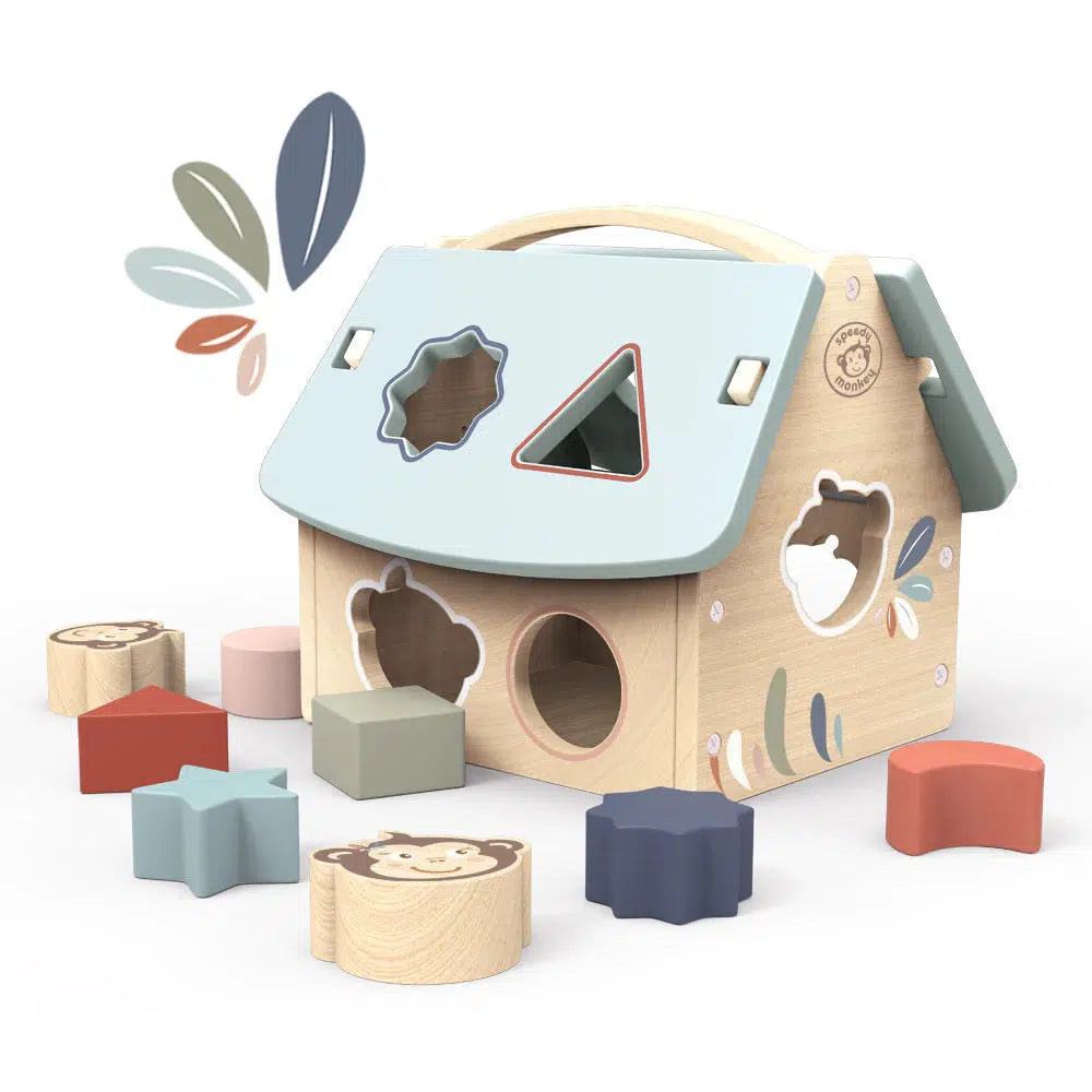 Speedy Monkey - Wooden House Shaped Sorter-Interactive-Posh Baby