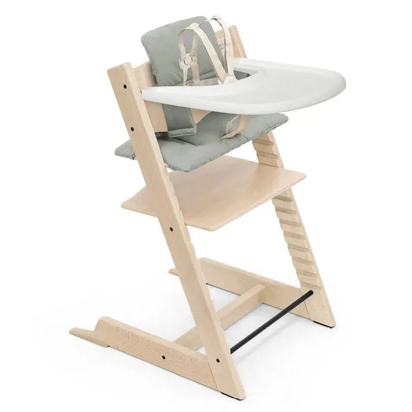 Stokke - Tripp Trapp High Chair² + Cushion² + Tray - Natural with Glacier Green-Tripp Trapp High Chair Complete Bundles-Posh Baby