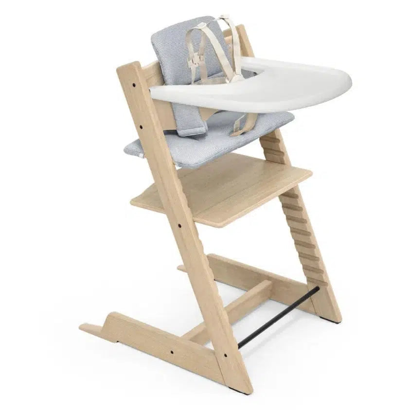 Stokke - Tripp Trapp High Chair² + Cushion² + Tray - Oak Natural with Nordic Blue-Tripp Trapp High Chair Complete Bundles-Posh Baby