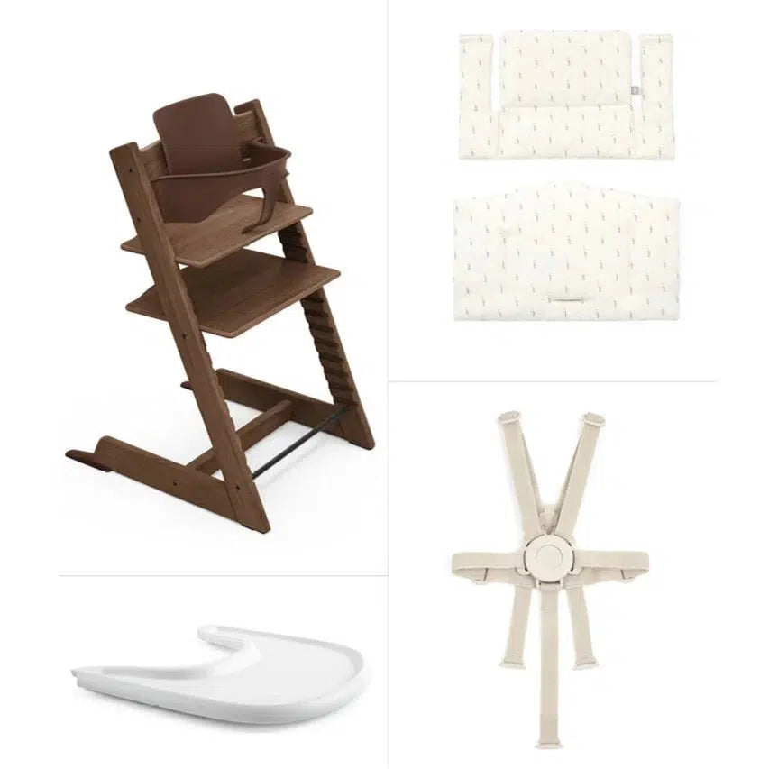 Stokke - Tripp Trapp High Chair² + Cushion² + Tray - Oak Warm Brown with Wheat-Tripp Trapp High Chair Complete Bundles-Posh Baby