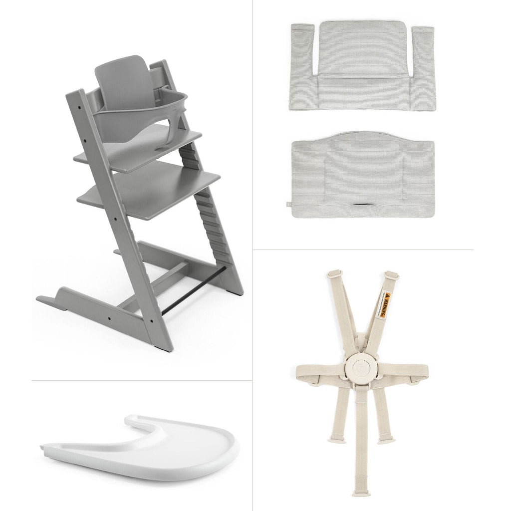 Stokke - Tripp Trapp High Chair² + Cushion² + Tray - Storm Grey with Nordic Grey-Tripp Trapp High Chair Complete Bundles-Posh Baby