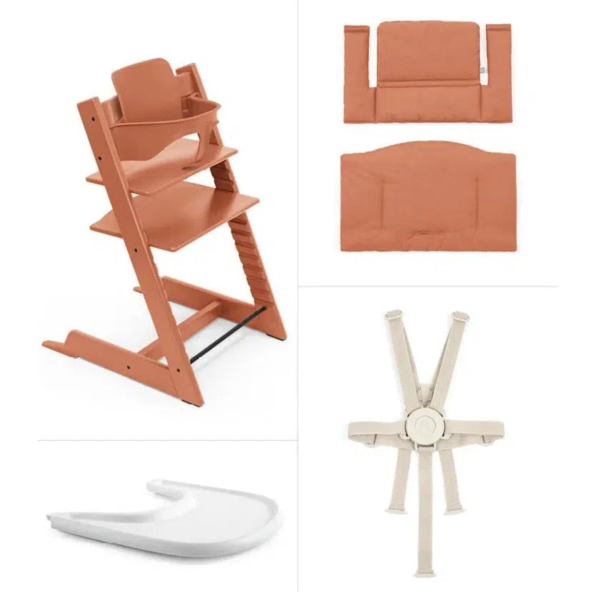 Stokke - Tripp Trapp High Chair² + Cushion² + Tray - Terracotta-Tripp Trapp High Chair Complete Bundles-Posh Baby