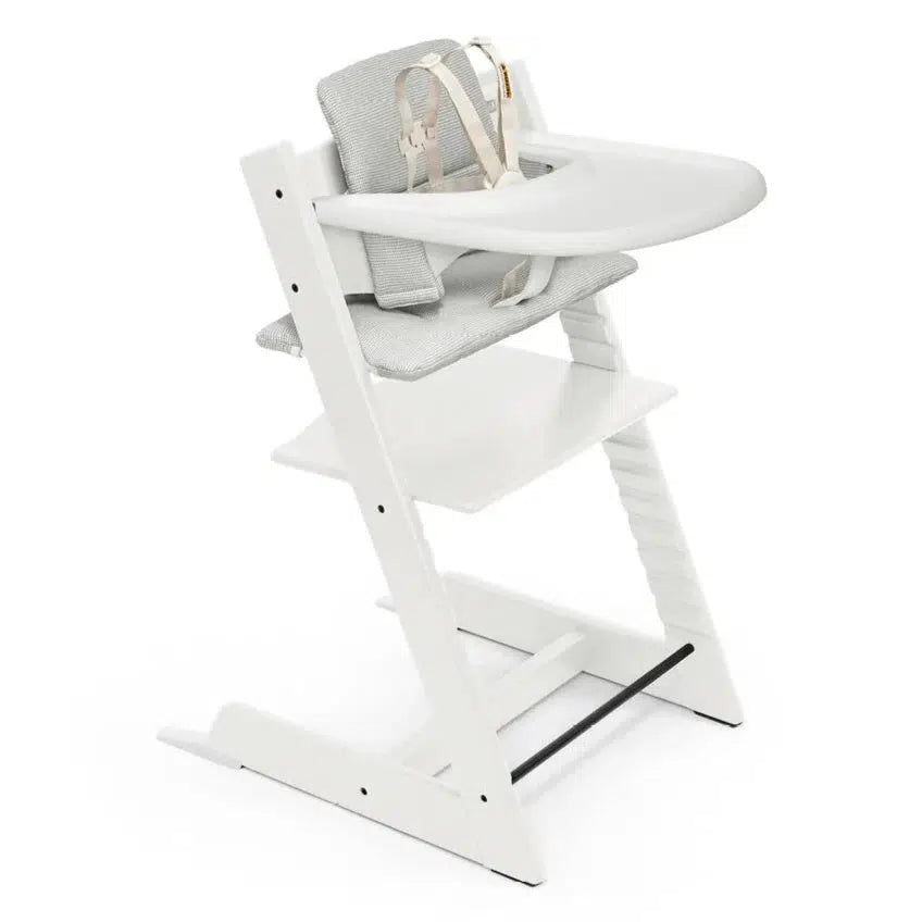 Stokke - Tripp Trapp High Chair² + Cushion² + Tray - White with Nordic Grey-Tripp Trapp High Chair Complete Bundles-Posh Baby