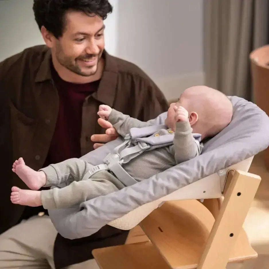 stokke infant high chair Stokke Tripp Trapp High Chair² with Cushion Tray and Newborn Set, Natural + Anthracite Cushion, White Tray, Newborn Set