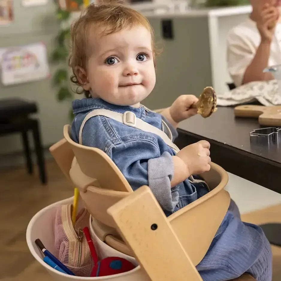 Stokke Tripp Trapp High Chair² with Cushion Tray and Newborn Set, Natural + Anthracite Cushion, White Tray, Newborn Set