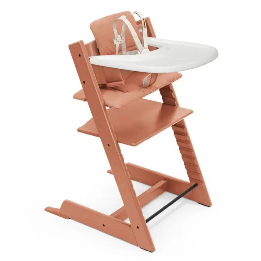 stokke complete bundle Tripp Trapp High Chair Terracotta, Terracotta Cushion and Stokke Tray