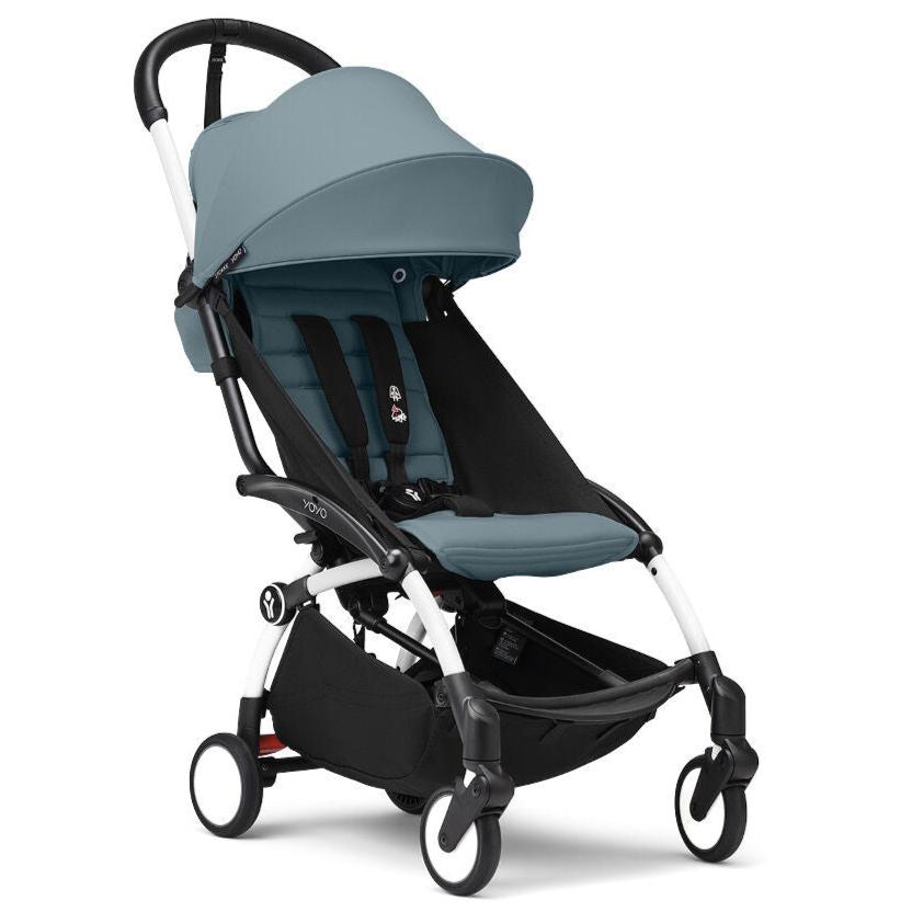 Stokke - YOYO 3 Stroller 6+ - White Frame + Aqua-Lightweight + Travel Strollers-Posh Baby