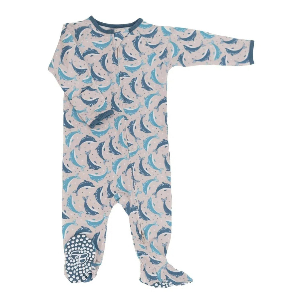 Sweet Bamboo - Bamboo Zipper Footie - Dolphins-Footies + Rompers (Basic)-Newborn-Posh Baby