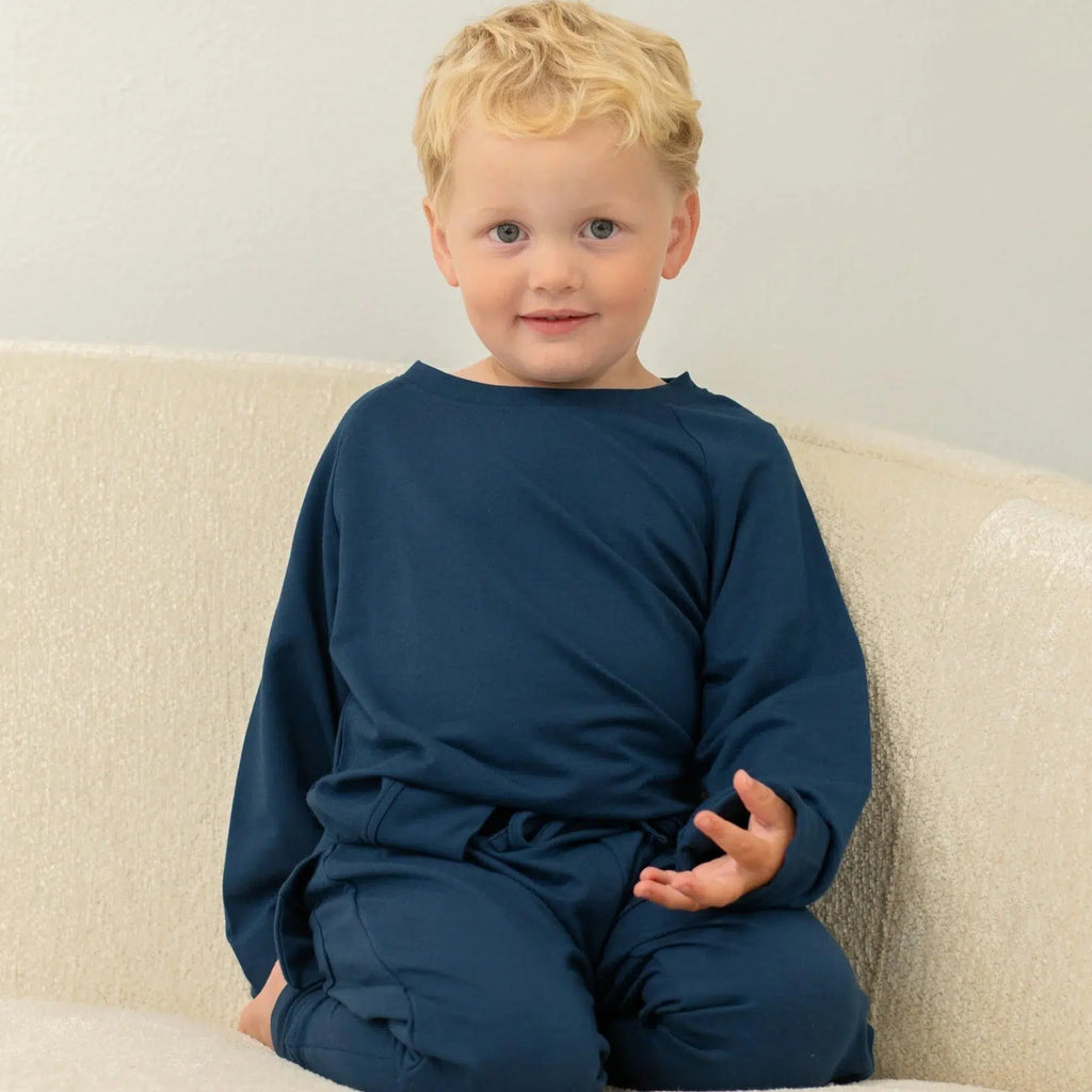 Sweet Bamboo - Crew Neck Jogger Set - Captain Blue-Sets-12-18M-Posh Baby