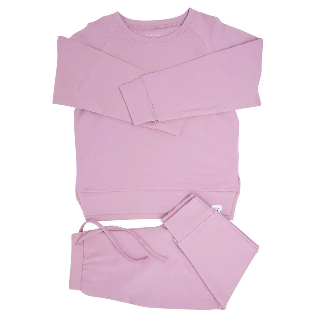 Sweet Bamboo - Crew Neck Jogger Set - Petunia Pink-Sets-12-18M-Posh Baby