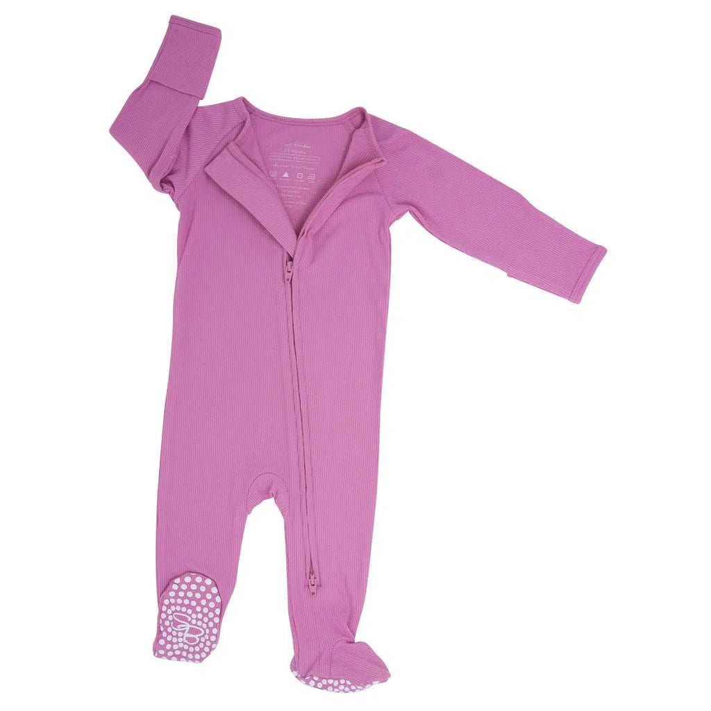 Sweet Bamboo - Ribbed Zipper Footie - Cashmere Rose-Footies + Rompers (Basic)-Newborn-Posh Baby