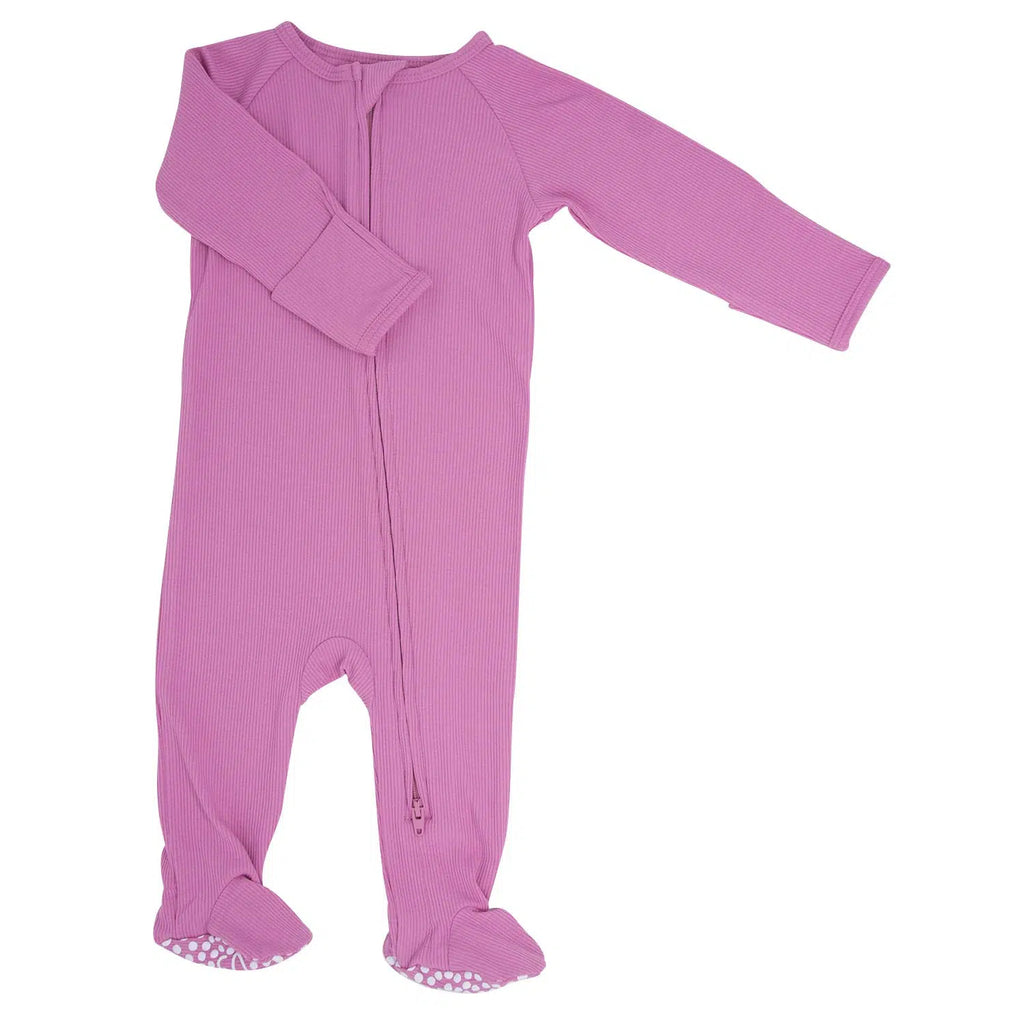 Sweet Bamboo - Ribbed Zipper Footie - Cashmere Rose-Footies + Rompers (Basic)-Newborn-Posh Baby