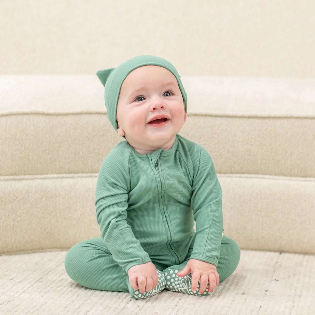 Sweet Bamboo - Ribbed Zipper Footie - Malachite Green-Footies + Rompers (Basic)-Newborn-Posh Baby