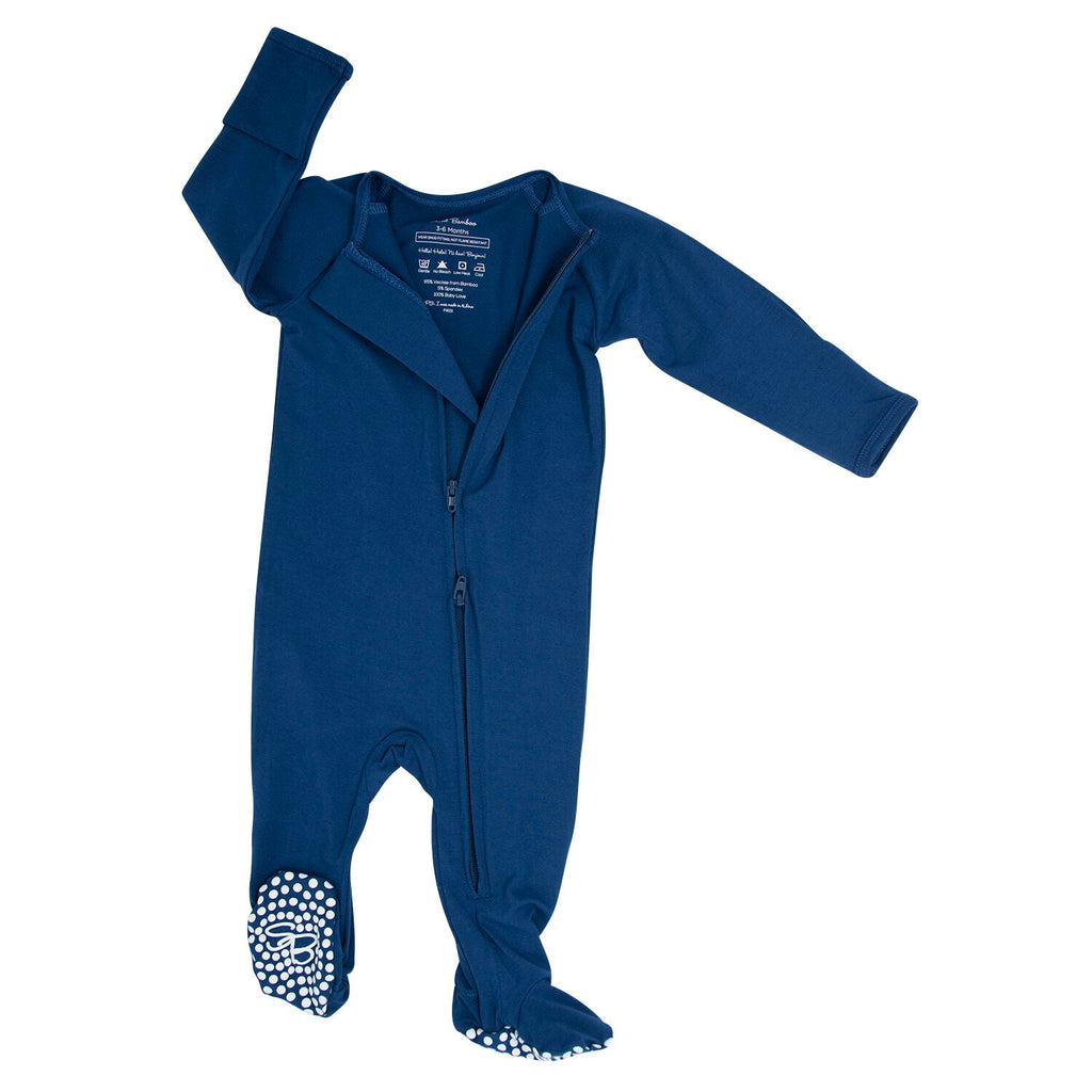 Sweet Bamboo - Zipper Footie - Deep Navy-Footies + Rompers (Basic)-Newborn-Posh Baby